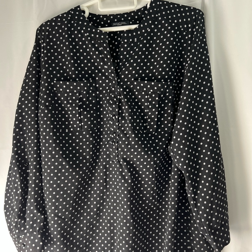 Notations‎ Black and White Polka Dot Blouse